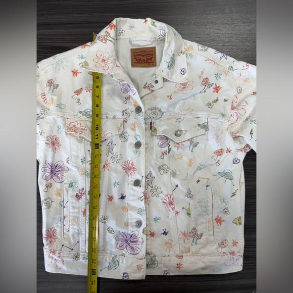 Levi's White Trucker Denim Jean Jacket All Over Print Floral size small - Picture 11 of 11